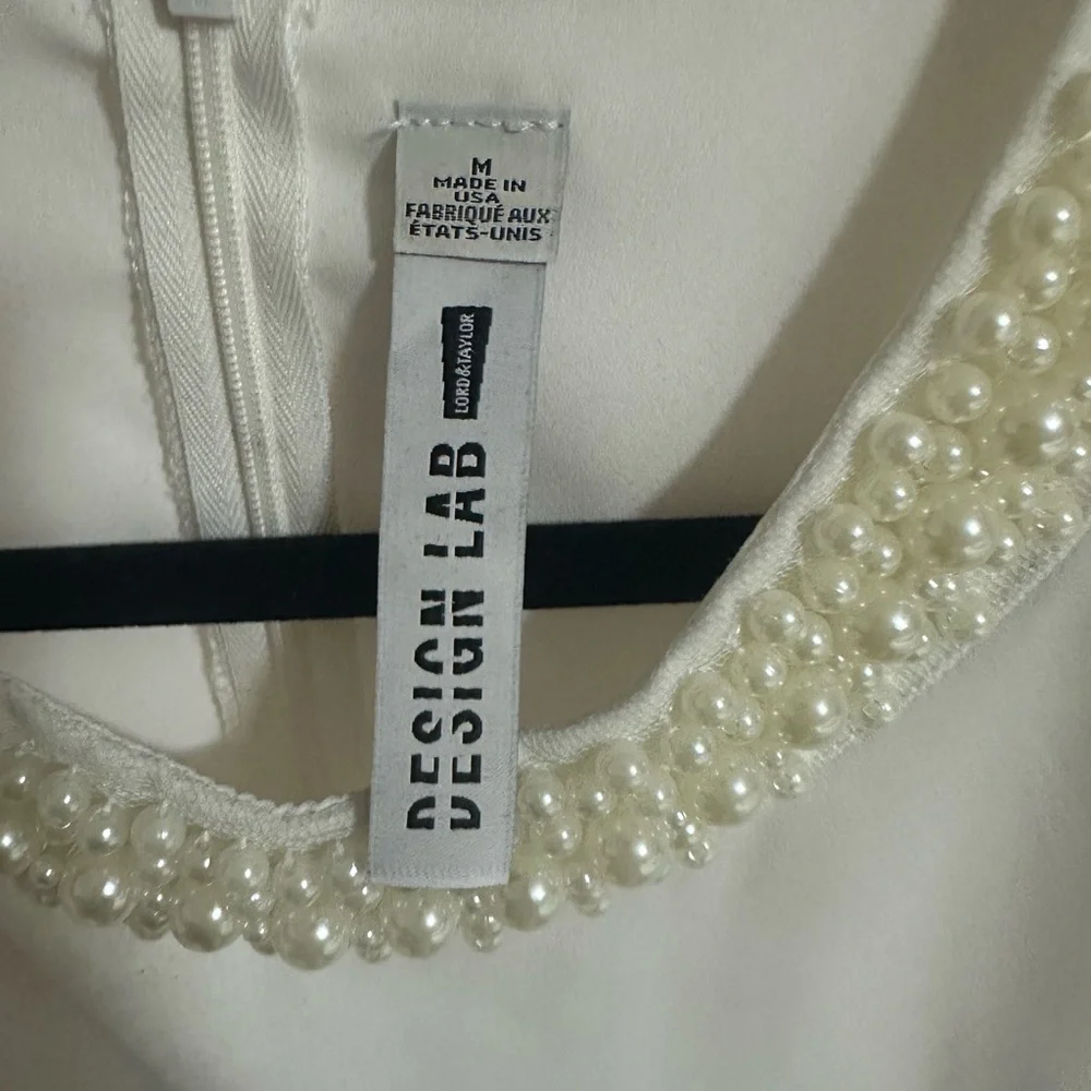 Lord & Taylor Design Lab White Top with Pearl Accents - Picture 3 of 4